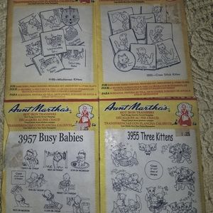 Aunt Martha's Iron On Kitty Transfers  4 pkgs